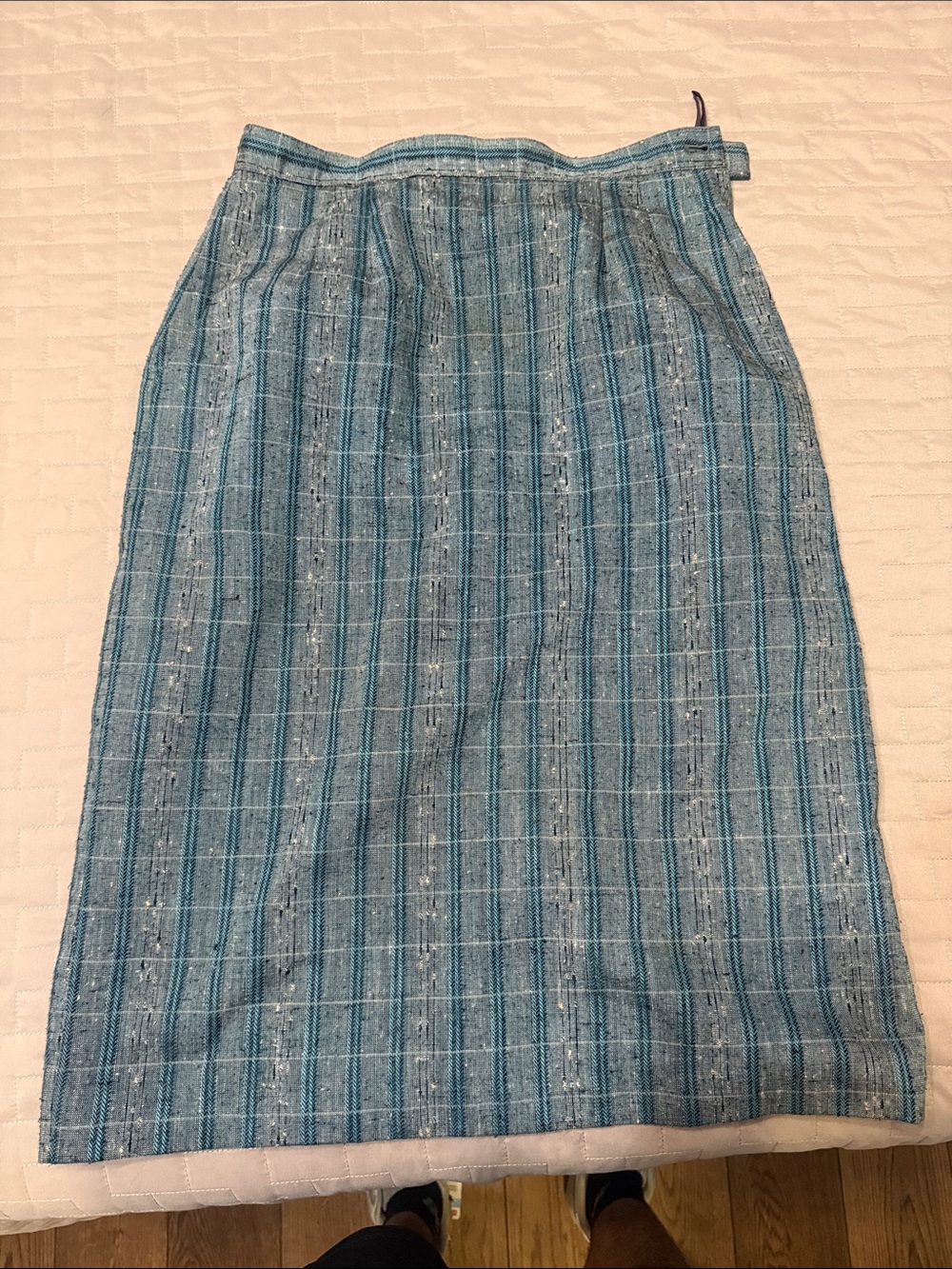 Vintage Teal Plaid Two-Piece Skirt Suit - Picture 4 of 5
